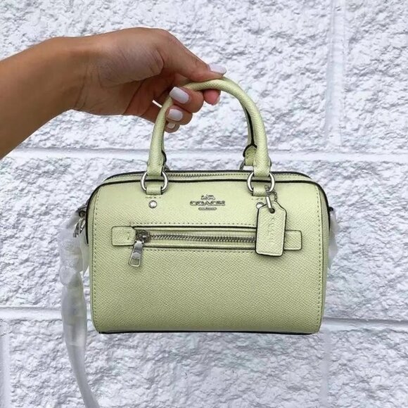 Coach C9950 Mini Rowan Crossbody In SV/Pale Lime - Picture 1 of 5